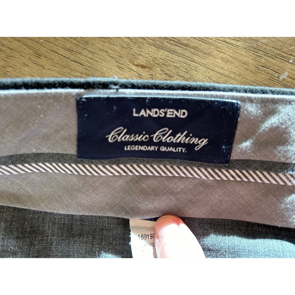 LANDS END Men's Traditional Fit Wool Dress Pants Black 38Wx30L